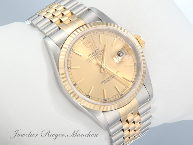Bild 3 der Galerie: Rolex Datejust 36 mm 16233 1996 LC100 Edelstahl Gelbgold 750 Automatik Gold