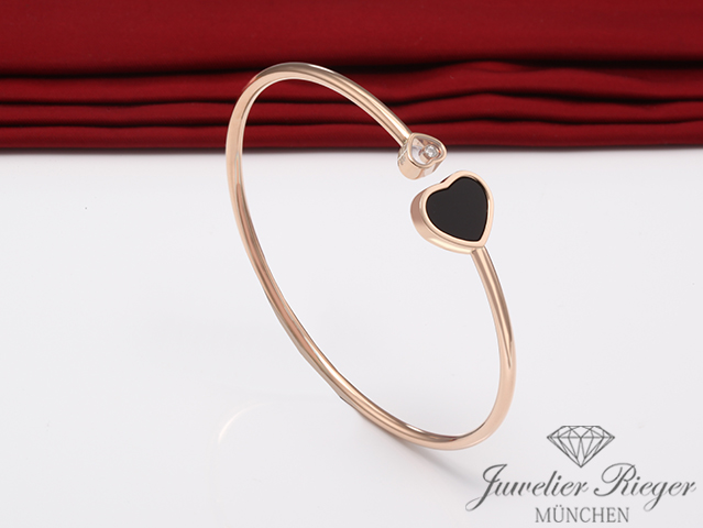 Bild 2 der Galerie: Chopard Armreif Happy Hearts Rosegold 750 Onyx Diamant Gr S 2017 857482 Gold