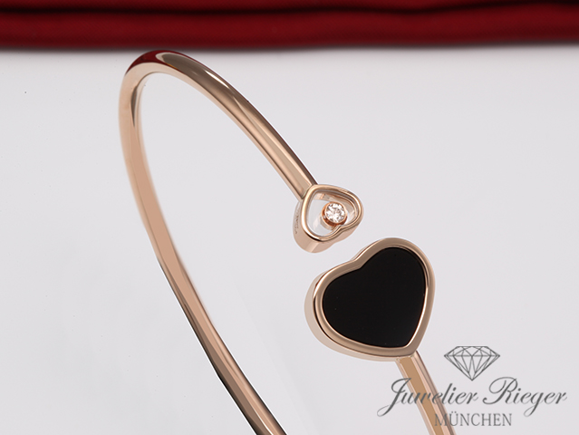 Bild 3 der Galerie: Chopard Armreif Happy Hearts Rosegold 750 Onyx Diamant Gr S 2017 857482 Gold
