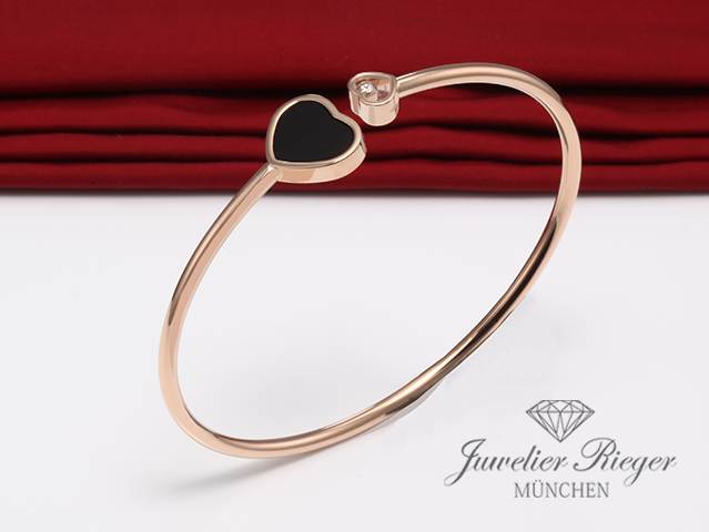 Bild 1 der Galerie: Chopard Armreif Happy Hearts Rosegold 750 Onyx Diamant Gr S 2017 857482 Gold