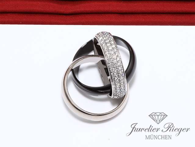 Bild 3 der Galerie: Cartier Ring Trinity Grosses Modell Weissgold 750 Platin Keramik Diamanten Gr 53