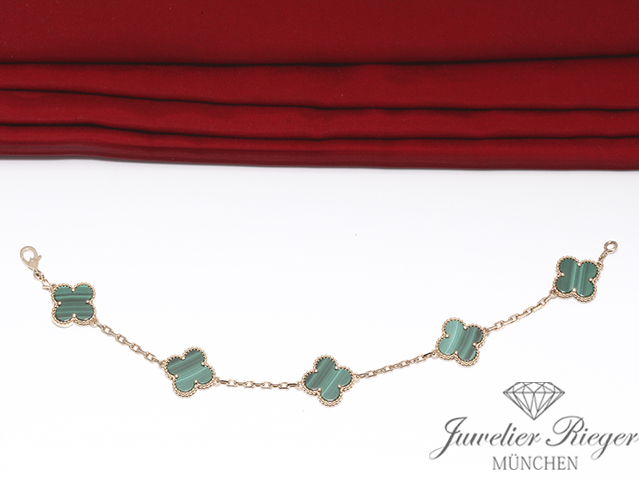 Bild 4 der Galerie: Van Cleef & Arpels Armband Vintage Alhambra Gelbgold 750 Malachit VCARL80900