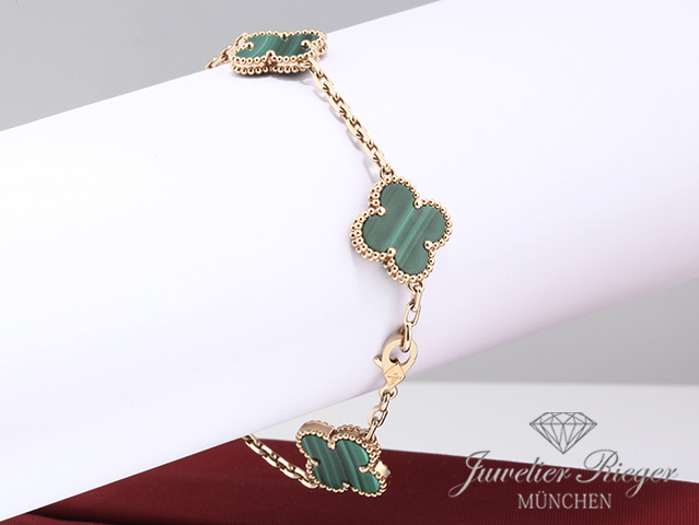Bild 1 der Galerie: Van Cleef & Arpels Armband Vintage Alhambra Gelbgold 750 Malachit VCARL80900