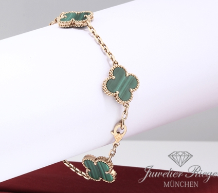 . Van Cleef & Arpels Armband Vintage Alhambra Gelbgold 750 Malachit VCARL80900