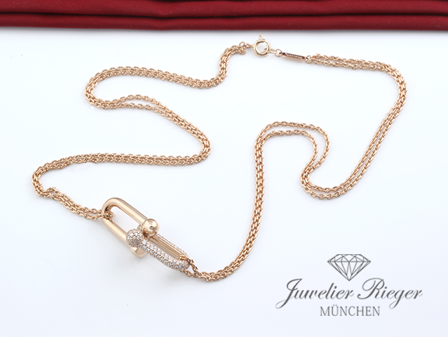 Bild 1 der Galerie: Tiffany & Co. HardWear Collier doppelter Gliederanhänger Rosegold 750 Diamanten