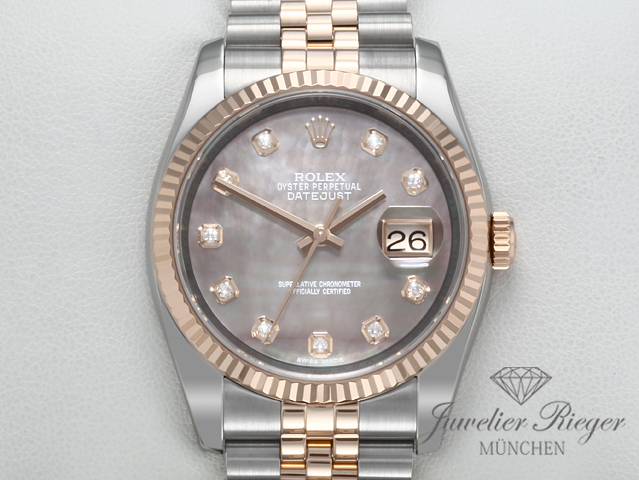 Bild 1 der Galerie: Rolex Datejust 36 mm 116231 Stahl Rosegold 750 Perlmutt Diamanten Automatik