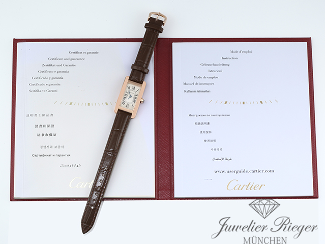 Bild 7 der Galerie: Cartier Lady Tank Americaine Rosegold 750 2012 Lederband W2607456 Damen Gold