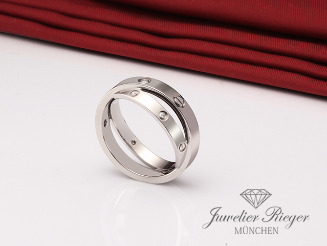 Bild 4 der Galerie: Cartier Ring Love Doppelt Weissgold 750 6 Diamanten Größe 51 Gold