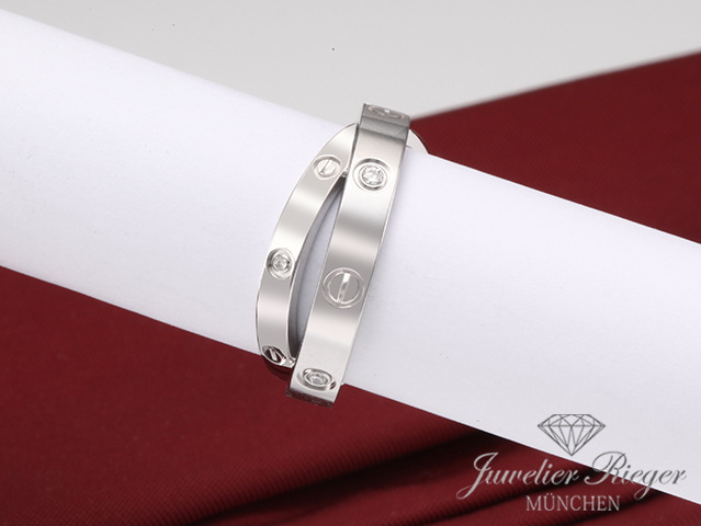 Bild 5 der Galerie: Cartier Ring Love Doppelt Weissgold 750 6 Diamanten Größe 51 Gold