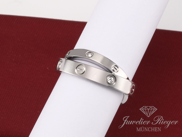 Bild 6 der Galerie: Cartier Ring Love Doppelt Weissgold 750 6 Diamanten Größe 51 Gold