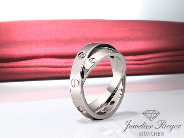Bild 1 der Galerie: Cartier Ring Love Doppelt Weissgold 750 6 Diamanten Größe 51 Gold