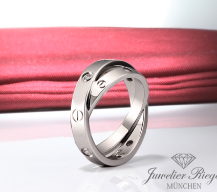 . Cartier Ring Love Doppelt Weissgold 750 6 Diamanten Größe 51 Gold