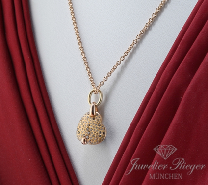 . Pomellato Collier Sabbia Rosegold & Gelbgold 750 Herz braune Diamanten Gold