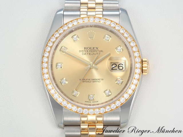 Bild 1 der Galerie: Rolex Datejust 36 mm 116243 2014 Stahl Gelbgold 750 Diamanten Automatik