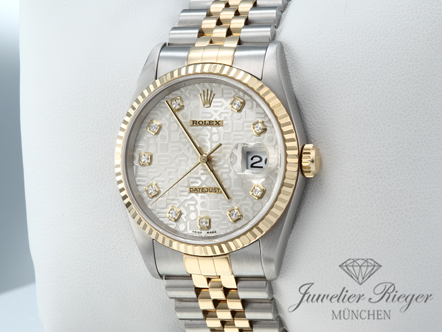 Bild 2 der Galerie: Rolex Datejust 36 mm 16233 1999 Diamanten Stahl Gelbgold 750 Automatik Gold