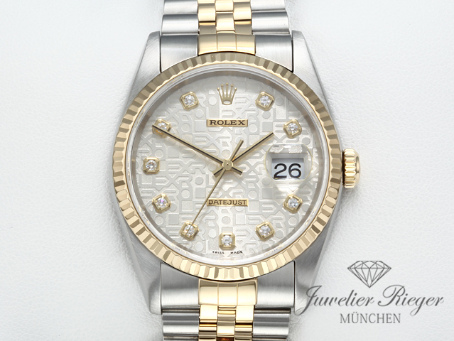 Bild 1 der Galerie: Rolex Datejust 36 mm 16233 1999 Diamanten Stahl Gelbgold 750 Automatik Gold