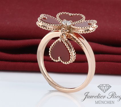 . Van Cleef & Arpels Ring Sweet Hearts Rosegold 750 Karneol Gr. 52 VCARN5P600