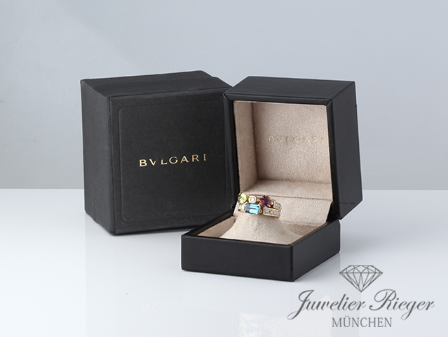 Bild 5 der Galerie: Bulgari Ring Allegra Gelbgold 750 Diamanten Blautopas Peridot Turmalin 52 Gold