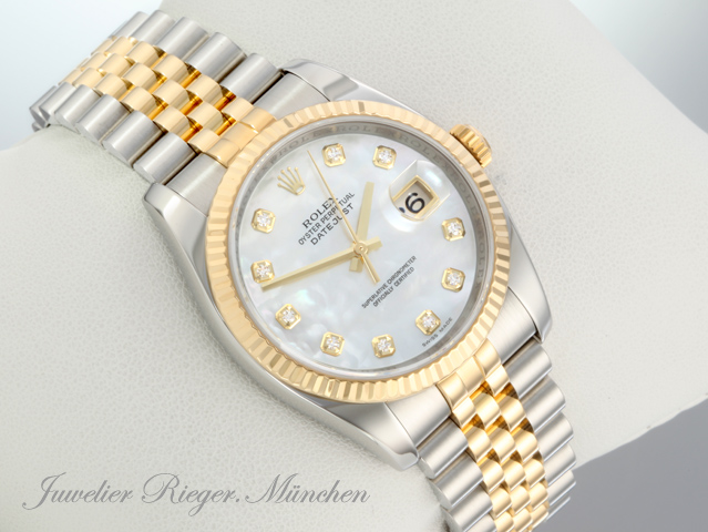 Bild 3 der Galerie: Rolex Datejust 36 mm 116233 Perlmutt Diamanten Stahl Gelbgold 750 Automatik Gold