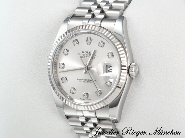 Bild 2 der Galerie: Rolex Datejust 36 mm 116234 2015 Stahl Weissgold 750 Diamanten Automatik Gold
