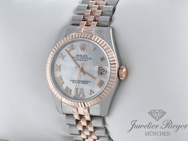 Bild 2 der Galerie: Rolex Datejust 31 mm 178271 2013 Stahl Rosegold 750 Perlmutt Diamanten Gold