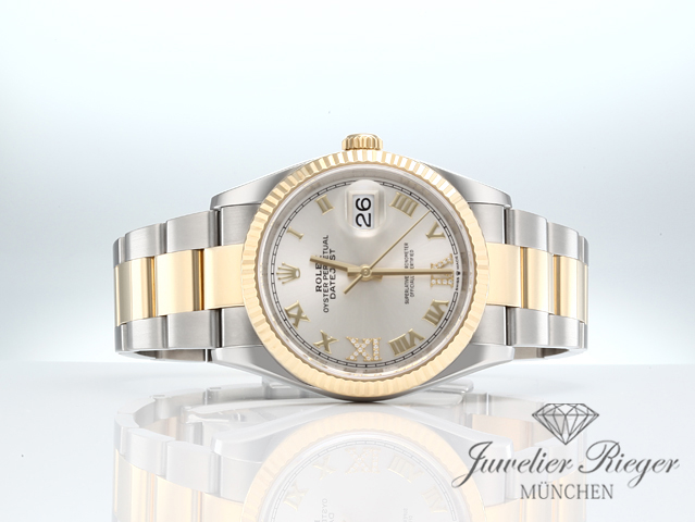 Bild 4 der Galerie: Rolex Datejust 36 126233 2025 Edelstahl Gelbgold 750 Diamanten Automatik Gold