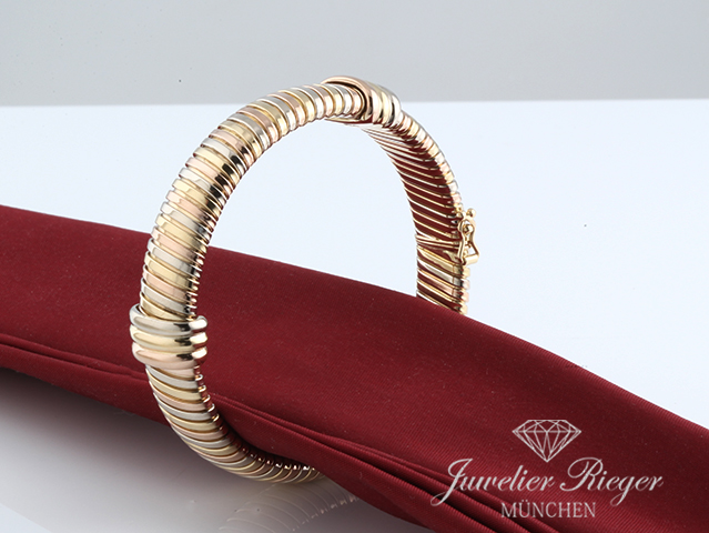 Bild 1 der Galerie: Cartier Armreif Tubogas Gelbgold Rosegold Weissgold 750 Größe 17,5 cm Damen Gold