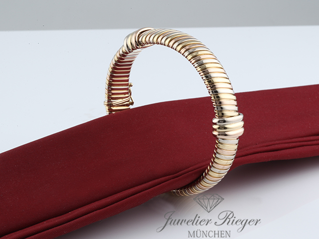 Bild 2 der Galerie: Cartier Armreif Tubogas Gelbgold Rosegold Weissgold 750 Größe 17,5 cm Damen Gold