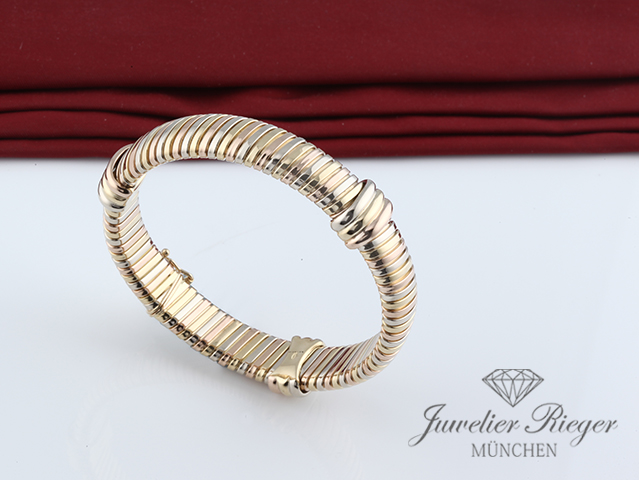 Bild 3 der Galerie: Cartier Armreif Tubogas Gelbgold Rosegold Weissgold 750 Größe 17,5 cm Damen Gold
