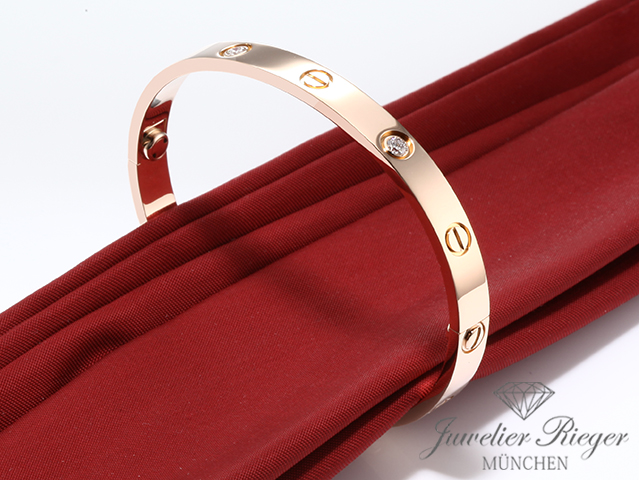 Bild 1 der Galerie: Cartier Armreif Love Rosegold 750 4 Diamanten Größe 17 2015 Gold Armband