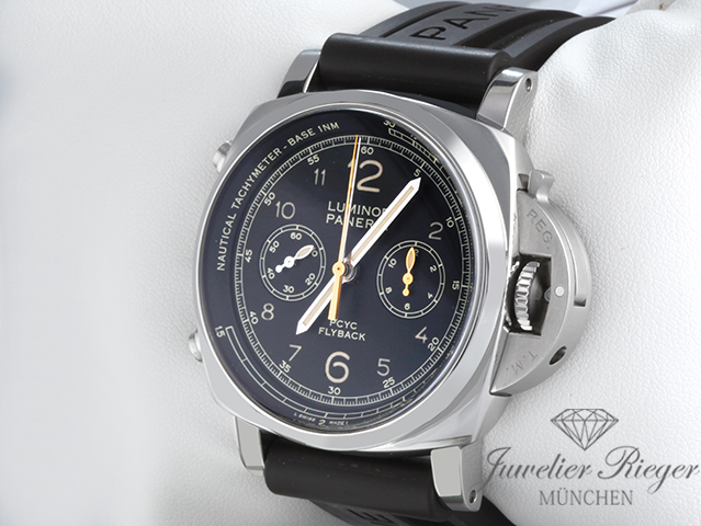 Bild 2 der Galerie: Panerai Luminor 1950 PCYC Flyback PAM00653 2018 Chronograph Edelstahl Leder Stahl
