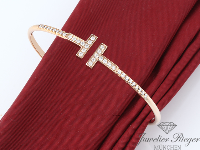 Bild 1 der Galerie: Tiffany & Co. T Wire Armreif Rosegold 750 Gr Medium Diamanten 0,48 ct Brillanten