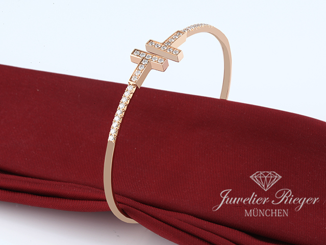Bild 2 der Galerie: Tiffany & Co. T Wire Armreif Rosegold 750 Gr Medium Diamanten 0,48 ct Brillanten