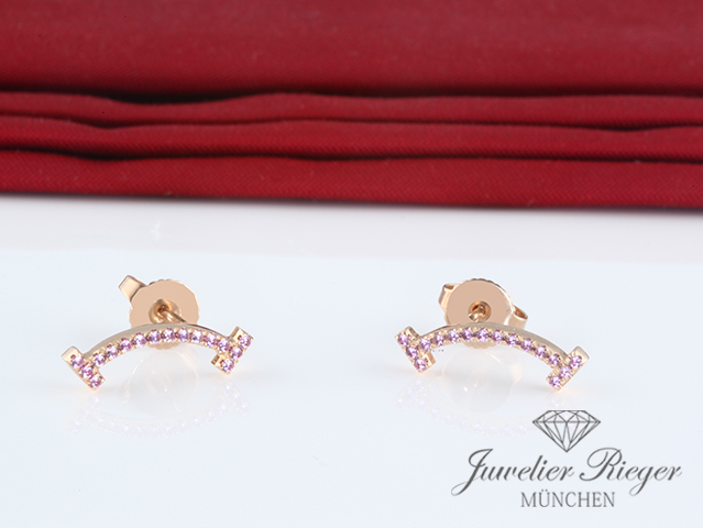 Bild 1 der Galerie: Tiffany & Co. Ohrringe T Smile Rosegold 750 rosa Saphire Gold Ohrstecker