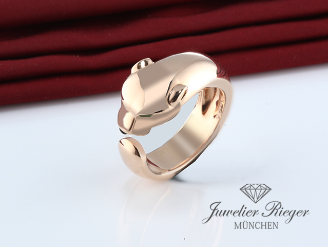Bild 2 der Galerie: Cartier Ring Panthere Rosegold 750 Größe 56 2018 B4215956 Onyx Tsavorit Gold
