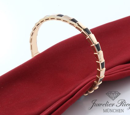 . Bvlgari Armreif Serpenti Viper Rosegold 750 Onyx Größe S 2023 Gold Bulgari