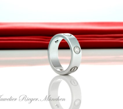 . Cartier Ring Love Weissgold 750 3 Diamanten Brillanten Größe 50 Gold