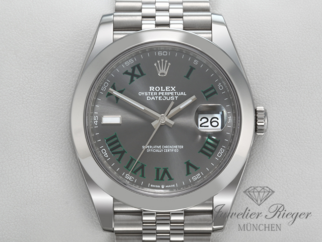 Bild 1 der Galerie: Rolex Datejust 41 mm 126300 2022 Edelstahl Wimbledon Automatik Stahl