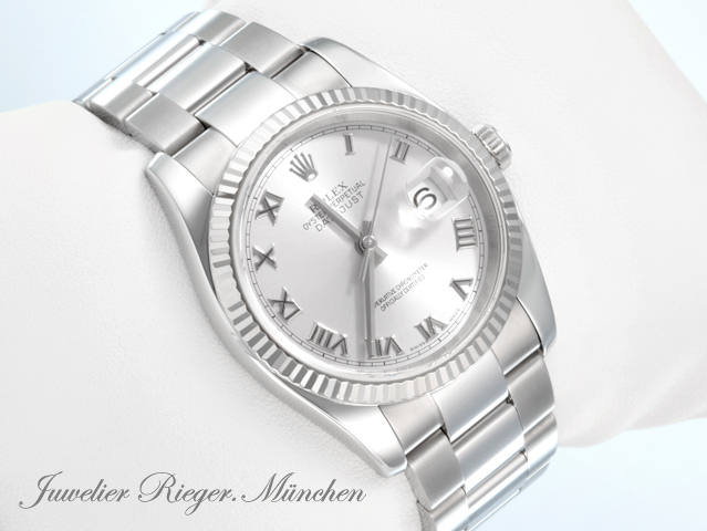 Bild 3 der Galerie: Rolex Datejust 36 116234 Stahl Weissgold 750 2005 LC100 Automatik Gold