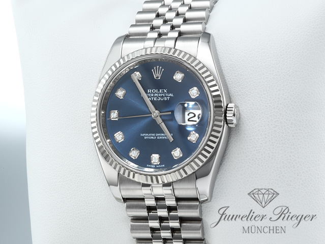 Bild 2 der Galerie: Rolex Datejust 36 mm 116234 2012 Stahl Weissgold 750 Diamanten Automatik Gold