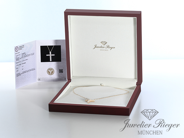 Bild 5 der Galerie: Collier Gelbgold 750 Kreuz Anhänger Diamanten 3,36 ct. Brillanten Ungetragen