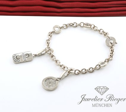 . Bulgari Bvlgari Armband mit Charms Weissgold 750 Diamanten Tondo Sonne Gold