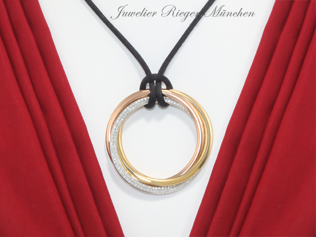 Bild 1 der Galerie: Cartier Collier Trinity Gelbgold Rosegold Weissgold 750 Diamanten Gold