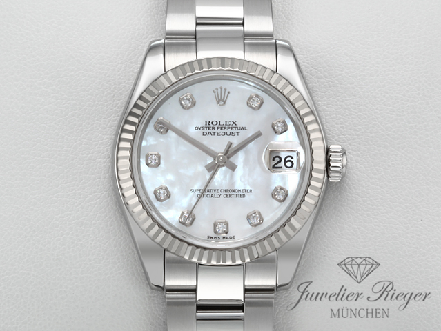 Bild 1 der Galerie: Rolex Datejust 31 Medium 178274 Diamanten Perlmutt Stahl Weissgold 750 Automatik