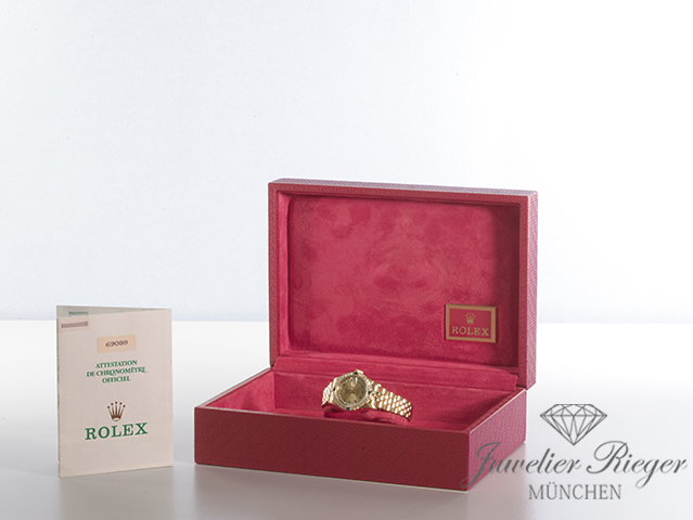 Bild 7 der Galerie: Rolex Lady Datejust Gelbgold 750 1994 69088 Diamanten Saphire Automatik Gold