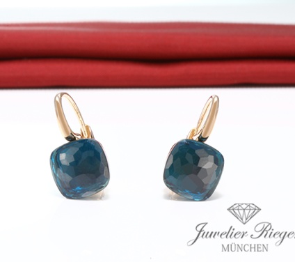 . Pomellato Ohrringe Nudo Rosegold Weissgold 750 London Blautopas Gold Damen