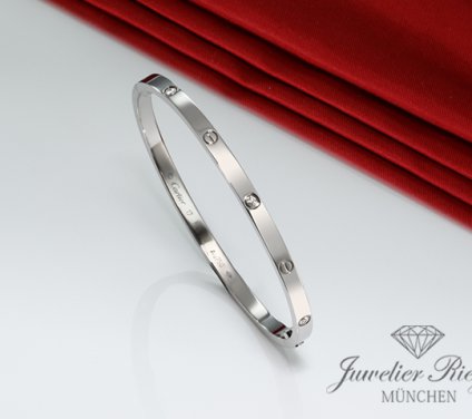 . Cartier Armreif Love SM Weissgold 750 Größe 17 6 Diamanten 2019 B6047717 Gold