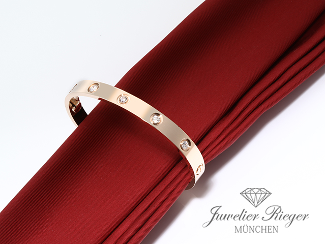 Bild 2 der Galerie: Cartier Armreif Love Rosegold 750 Größe 17 10 Diamanten 2019 Gold Armband