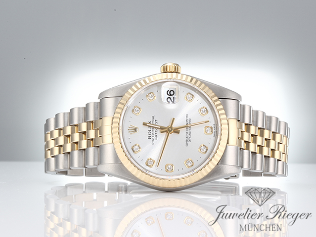 Bild 4 der Galerie: Rolex Medium Datejust 31 mm 1999 Stahl Gelbgold 750 Diamanten Automatik