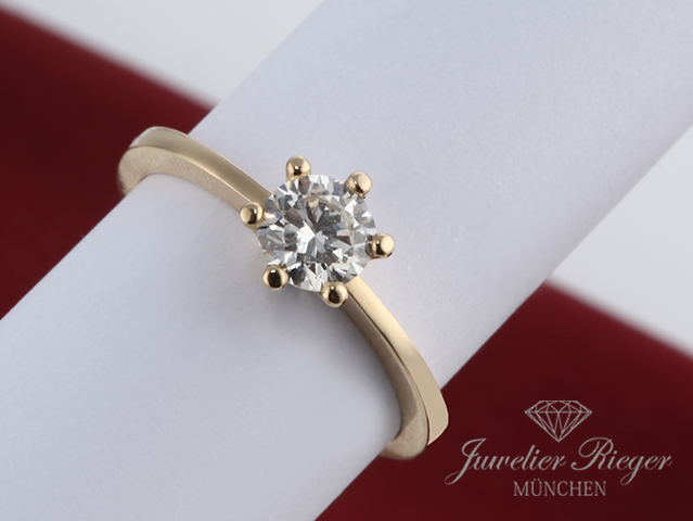 Bild 2 der Galerie: Wundervoller Solitär Ring Gelbgold 750 Diamant 0,67 ct Brillant Gr. 55 Gold